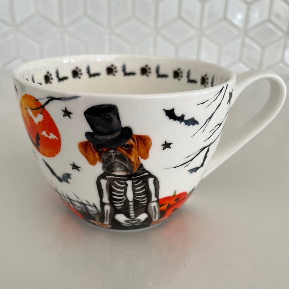PORTOBELLO BY DESIGN Bony Boxer Bats Boxer Dog Mug 16 oz Halloween Coffee Tea